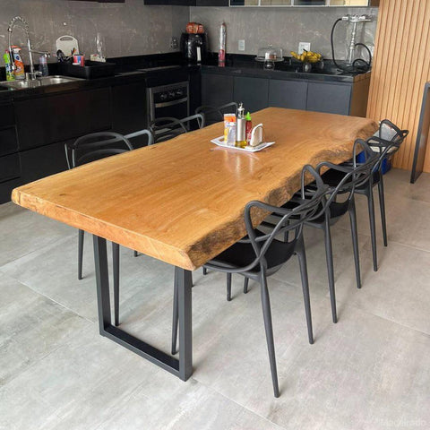 Mesa de Jantar Rústica 180x90 - Até 08 Lugares com Bordas Orgânicas-Madeirado - Mesa de Madeira Rustica