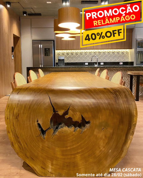 Mesa Cascata Madeirado - 350x100 - 12 cadeiras PROFEV12