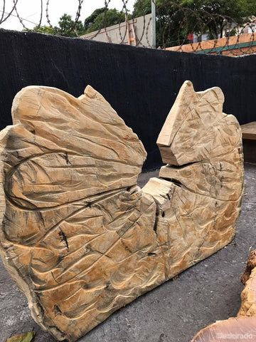 ESCULTURA RÚSTICA DE MADEIRA MACIÇA - 128x74 - LOJA SP-Madeirado - Mesa de Madeira Rustica