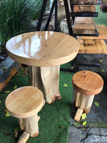 CONJUNTO EM MADEIRA MACIÇA MESA + BANCOS - LOJA SP-Madeirado - Mesa de Madeira Rustica