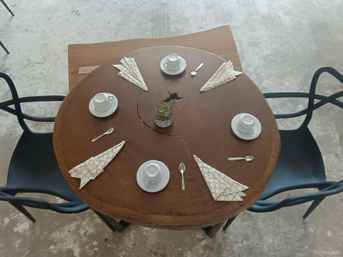 Mesa de Jantar redonda 90 cm D - LOJA BA -Madeirado - Mesa de Madeira Rustica