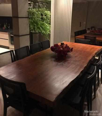 Mesa de Jantar Kaolin de Madeira Maciça e PÉS DE FERRO 10 LUGARES 280 X 120