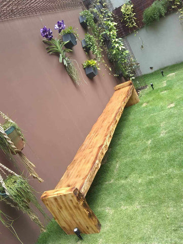 Banco de Madeira Maciça Rústica 250 x 45 x 45 - Pés em Madeira Maciça Diferenciados-Madeirado - Mesa de Madeira Rustica