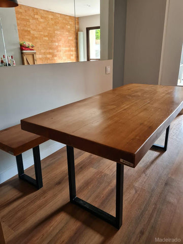 Mesa de Jantar - 160x80 - para 4 a 6 lugares - Coleção Industrial-Madeirado - Mesa de Madeira Rustica
