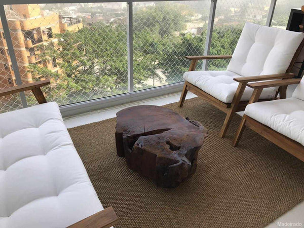 Mesa de Centro Rústica Nanbiquara de Madeira Imbuia 90cm (Diâmetro)-Madeirado - Mesa de Madeira Rustica