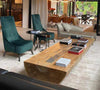 Mesa de centro Bercandar com lareira de 100cm- Rústica natural de madeira maciça 300x70