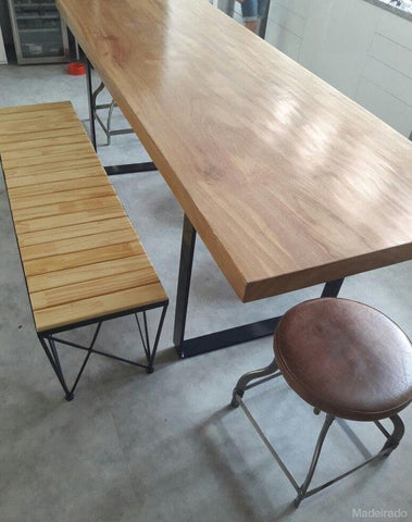 Mesa de Jantar - 180x80 - para 6 a 8 lugares - Coleção Industrial-Madeirado - Mesa de Madeira Rustica