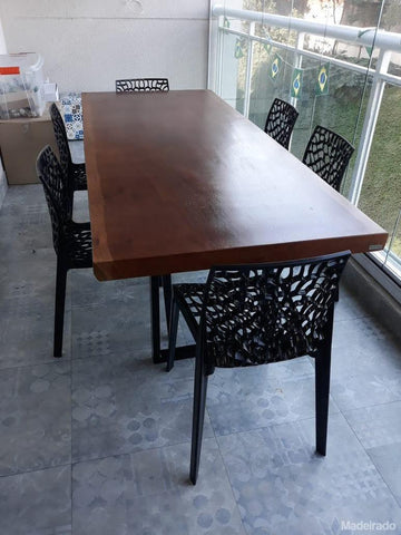 Mesa de Jantar - 180x80 - para 6 a 8 lugares - Coleção Industrial-Madeirado - Mesa de Madeira Rustica