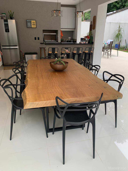 Mesa Rustica de Jantar Guará 220x110 Com Bordas Ogânicas Trabalhadas (6 a 8 lugares)