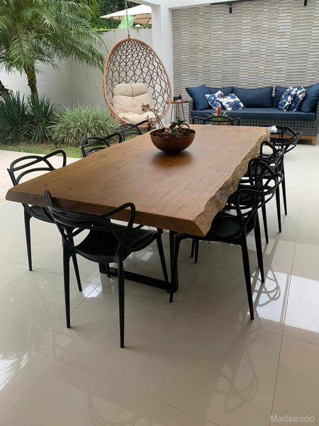 Mesa Rustica de Jantar Guará- 220x110 Com Bordas Ogânicas Trabalhadas 6 a 8 lugares