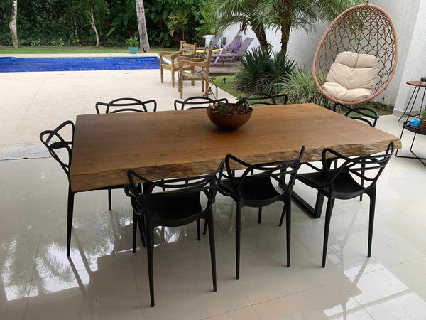 Mesa Rustica de Jantar Guará- 220x110 Com Bordas Ogânicas Trabalhadas (6 a 8 lugares)