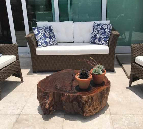 Mesa de Centro Macunaíba de Madeira Maciça - Modelo Tronco 90 x 90