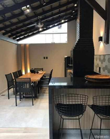 Mesa Rústica de Jantar Makuna de madeira maciça com Pés de Ferro Tubular 10 lugares 240x100