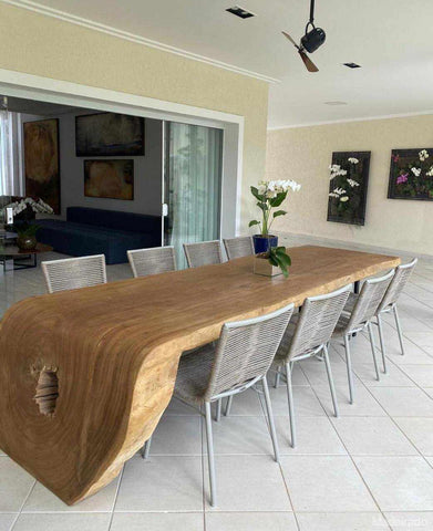 Mesa de Jantar Rústica em Madeira Maciça Cascata Avoréi 9 lugares - 300x100