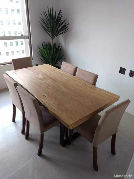 Mesa de Jantar Tauapati de Madeira Maciça (160x90) - Pés de Ferro Chapa-Madeirado - Mesa de Madeira Rustica