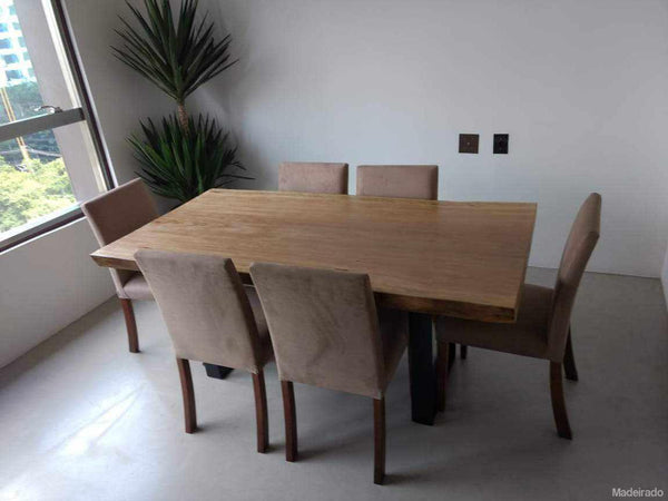 Mesa de Jantar Tauapati de Madeira Maciça (160x90) - Pés de Ferro Chapa-Madeirado - Mesa de Madeira Rustica