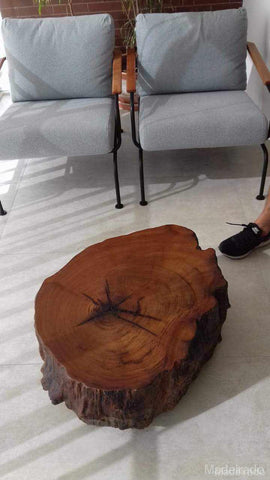 Mesa de Centro Peri de Madeira Maciça - Modelo Tronco 80 x 80