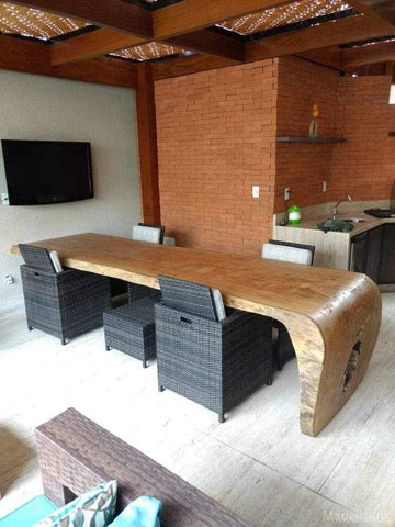 Exclusiva e Única! - Mesa Rustica de Madeira Maciça modelo Cascata - 400 x 90 - Mesa Curva Madeirado