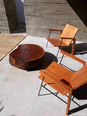 Mesa de centro Aiyra - Rústica natural de madeira maciça 90 x 90 Madeirado
