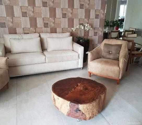 Mesa de Centro Dhuí de Madeira Maciça - Modelo Tronco 80 x 80 Madeirado