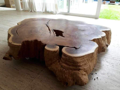 Mesa de Centro Roraima de Madeira Maciça - Modelo Bolacha 100 x 80 Madeirado