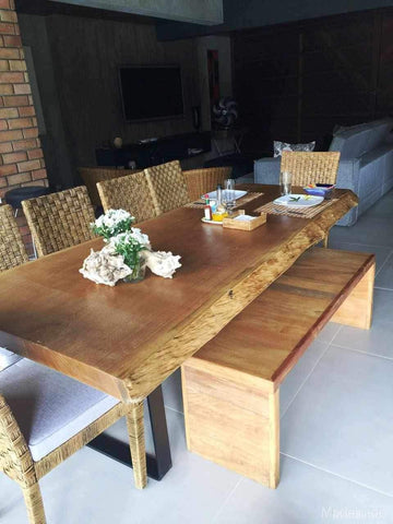 Mesa de Jantar Imperial com Bordas Orgânicas e Pés de Ferro Preto 230x100 - Loja de Móveis de Madeira Maciça. Moveis Rusticos