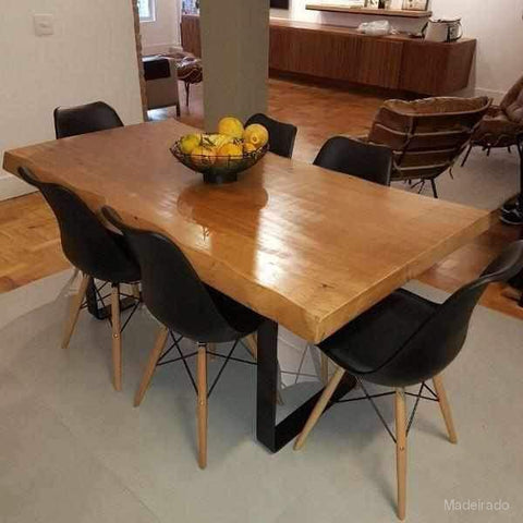 Conjunto Mesa 4 Cadeiras Pequena Madeira Imbuia Industrial Premium