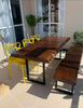CONJUNTO CUTIA DE MESA RUSTICA (180 X 90) E BANCO (180 X 45) DE MADEIRA MACIÇA 